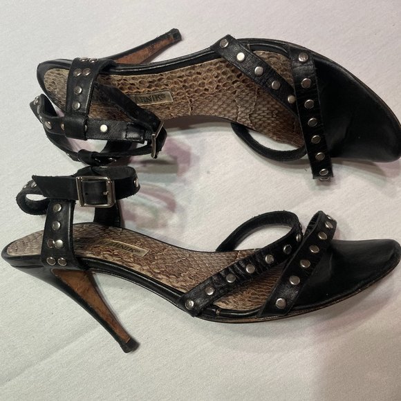 MANOLO BLAHNIK 'Chaos' Black Silver Studded Strappy Heels - Picture 5 of 8